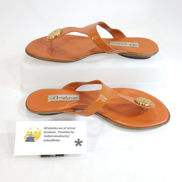 Brighton Pansy Slip On Leather Slide Sandals Womens Size 6.5 119 Orange - Picture 4 of 9